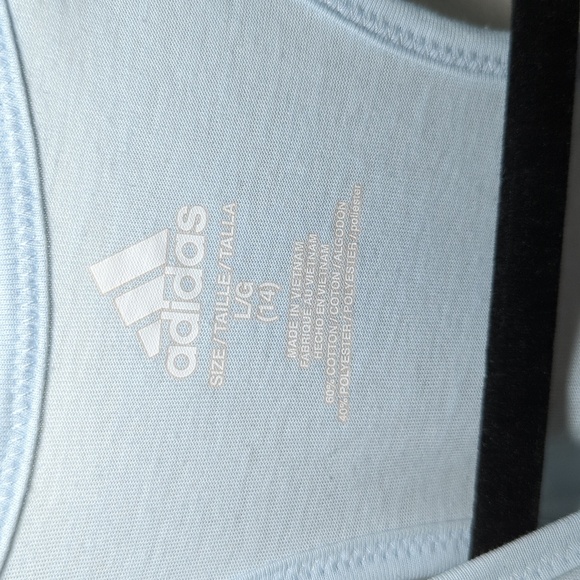 Adidas Blue Logo Racerback Tank Top with Knotted Waist Girls Size L 14 - Picture 2 of 3